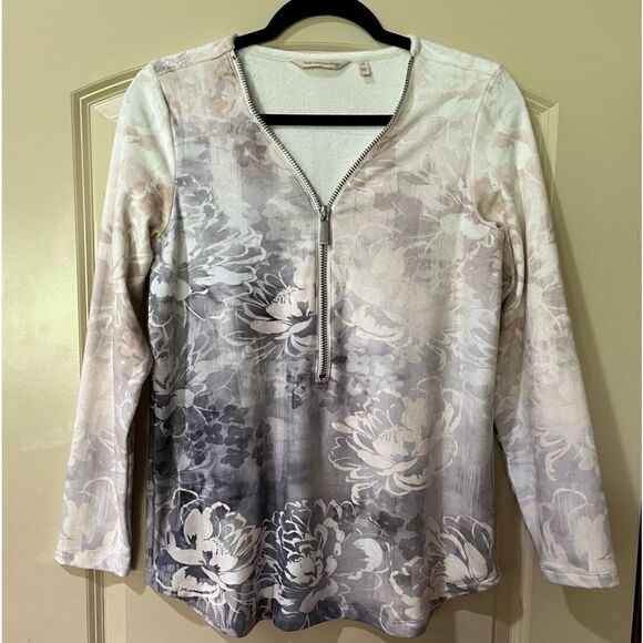 SOFT SURROUNDINGS Long Sleeve Zipper Sweater Fleece Lining Cream Women’s Size XS - Picture 1 of 5